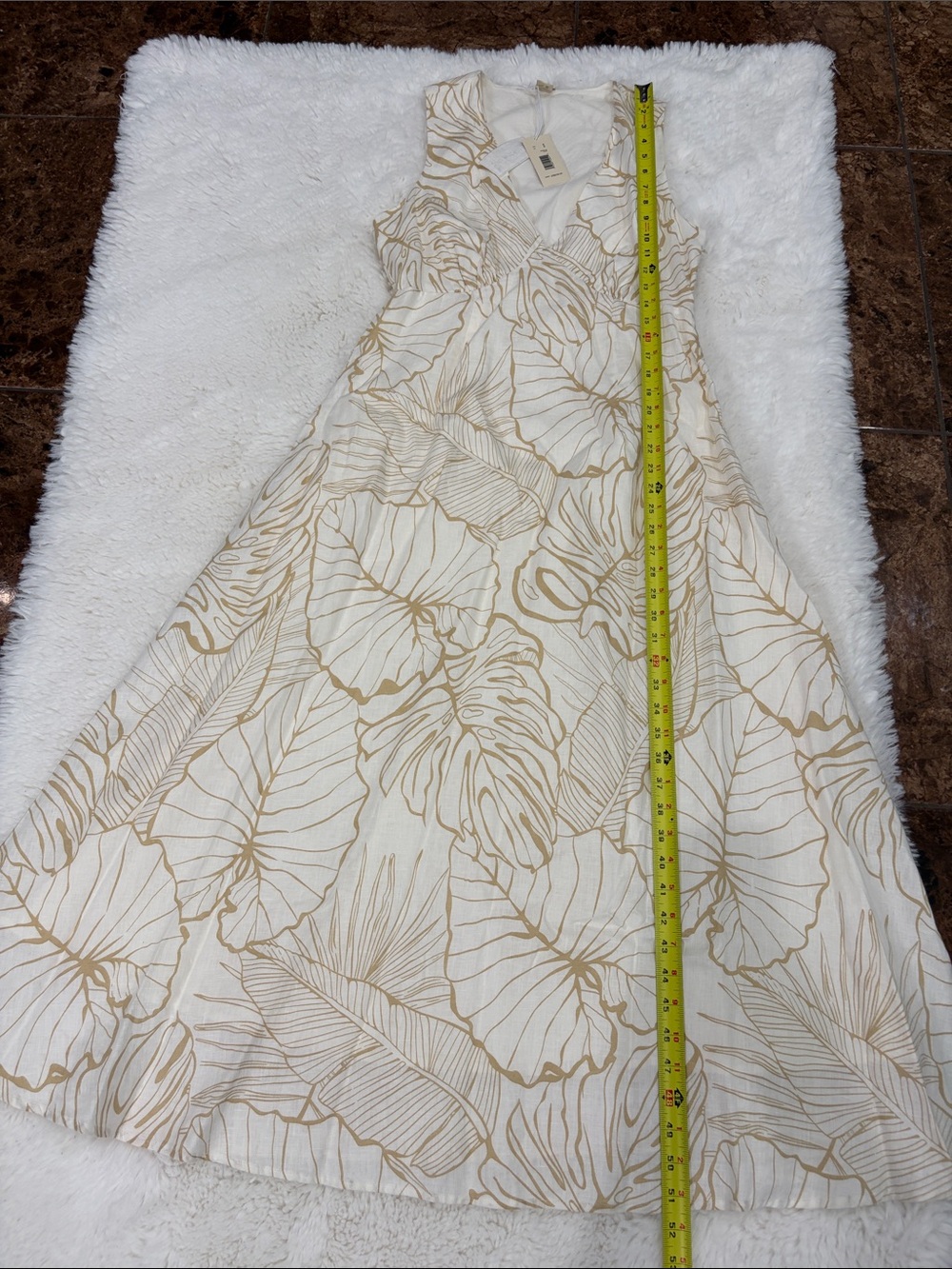 Magaschoni 100 Linen, Size 8 Elegant White Floral Dress - Picture 11 of 17